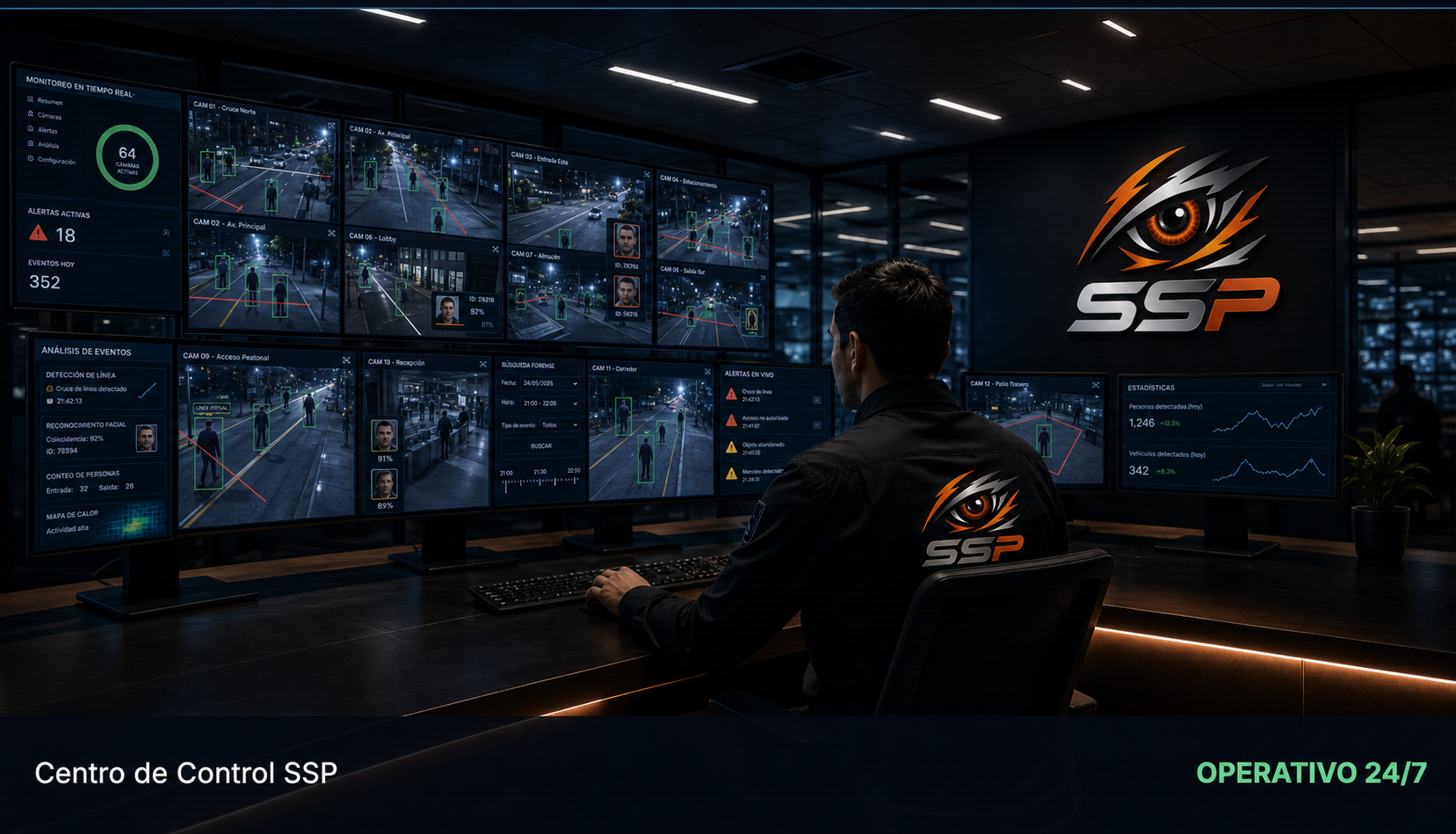 Centro de monitoreo SSP con analítica KIGAN